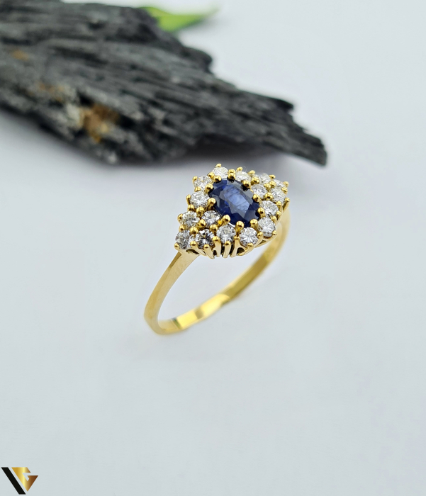Inel Aur 18k, Diamante 0.32 ct, Safir [1]