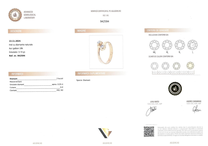 Inel Aur 18k, Diamante aprox. 0.20 ct [6]