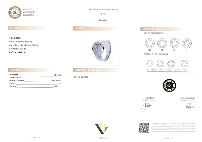 Inel Aur 18k, Platina 900, Diamante 1.00 ct [5]