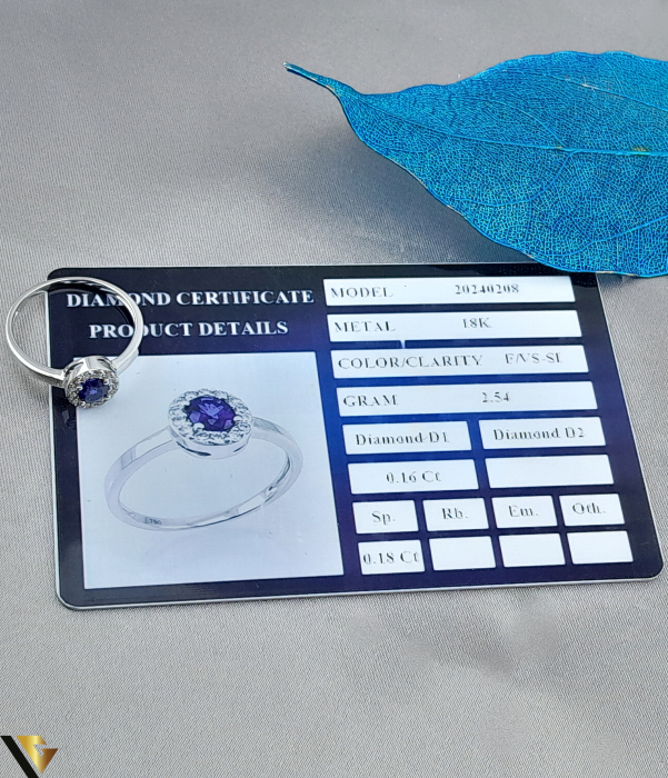 Inel Aur 18k, Safir si Diamante de 0.16 ct in total [3]