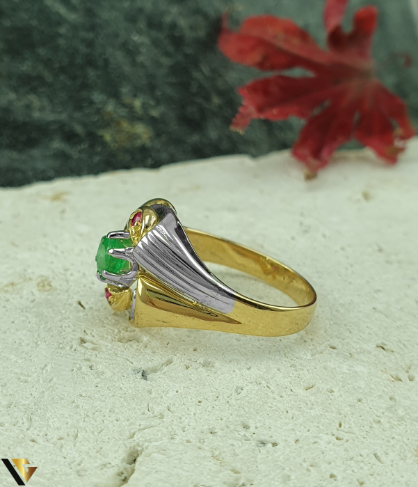 Inel Aur 18k, Smarald, Spinel [3]