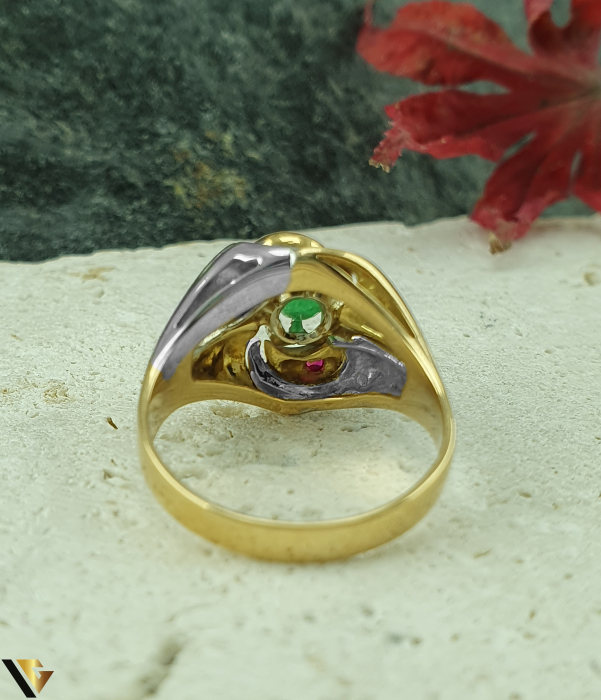 Inel Aur 18k, Smarald, Spinel [4]