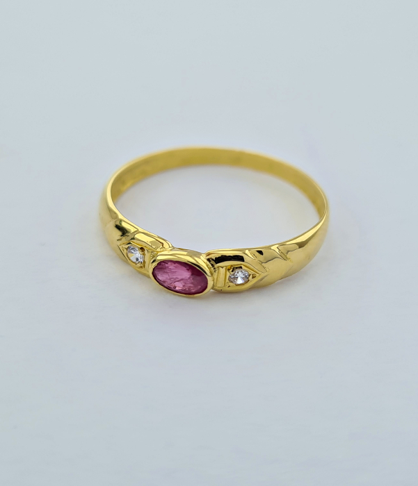Inel Aur 18k, Zirconiu, Rubin [2]
