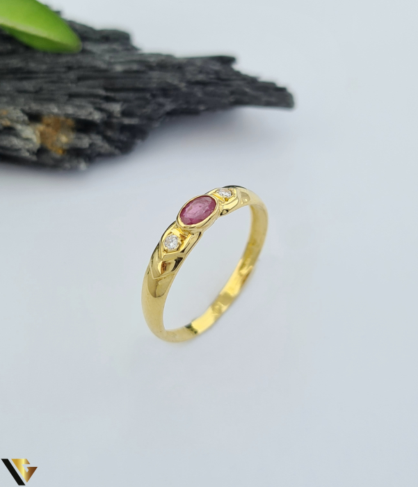 Inel Aur 18k, Zirconiu, Rubin [1]