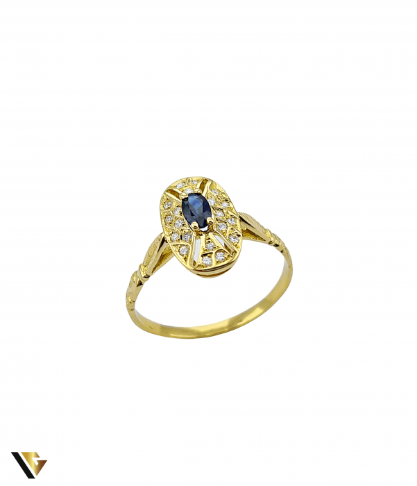 Inel Aur 19k, Safir si Diamante de aprox. 0.20 ct in total, 3.63 grame [2]
