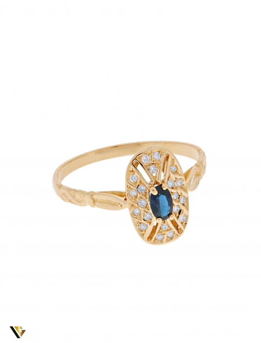 Inel Aur 19k, Safir si Diamante de aprox. 0.20 ct in total, 3.63 grame [5]