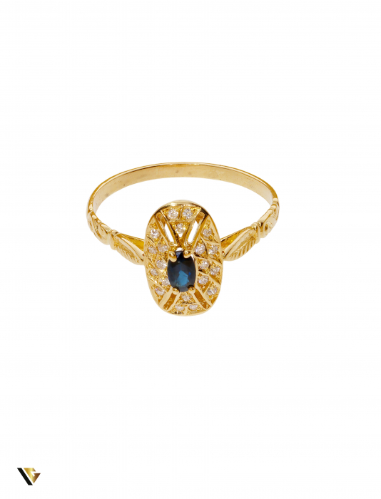 Inel Aur 19k, Safir si Diamante de aprox. 0.20 ct in total, 3.63 grame [3]