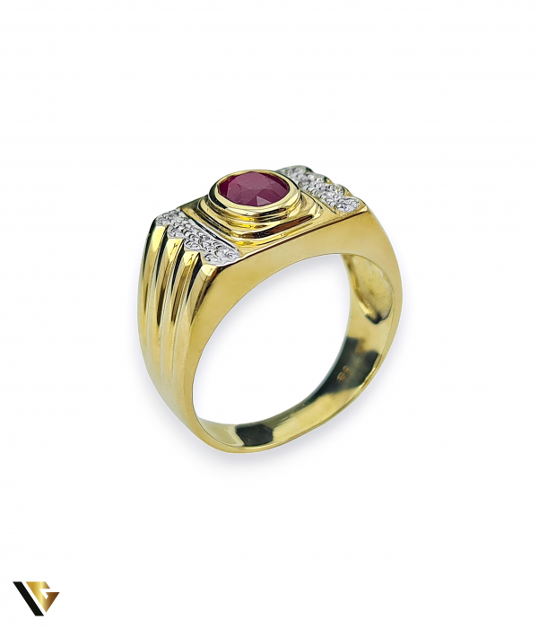 Inel Aur 8k, Rubin si Diamante de aprox 0.04 ct in total, 5.55 grame [3]