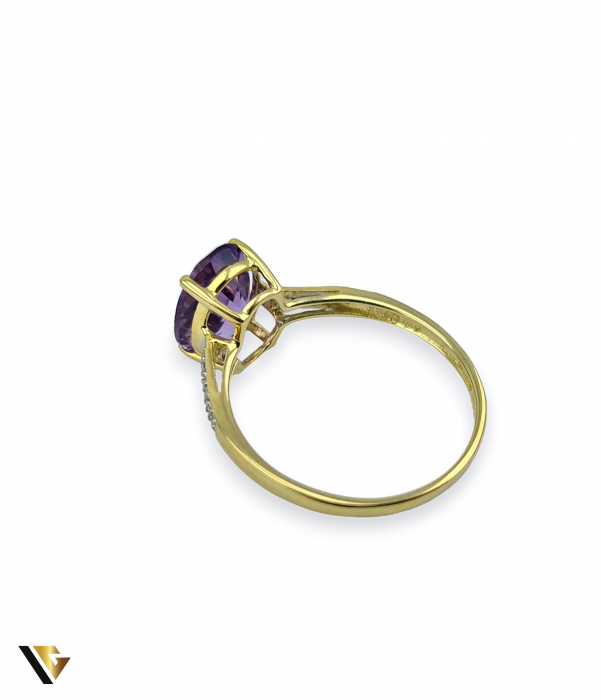 Inel Aur 9k, Ametist si Diamante de 0.015 ct, 1.76 grame [3]