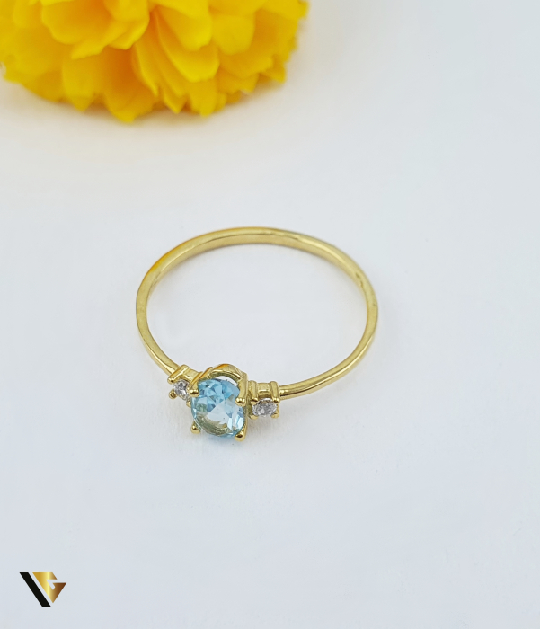 Inel Aur 9k, Blue Topaz [2]
