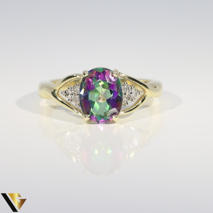 Inel Aur 9k, Diamante 0.03 ct, Topaz Mistic [2]
