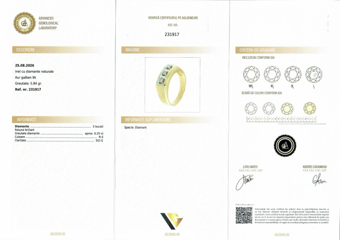 Inel Aur 9k, Diamante 0.25 ct [4]