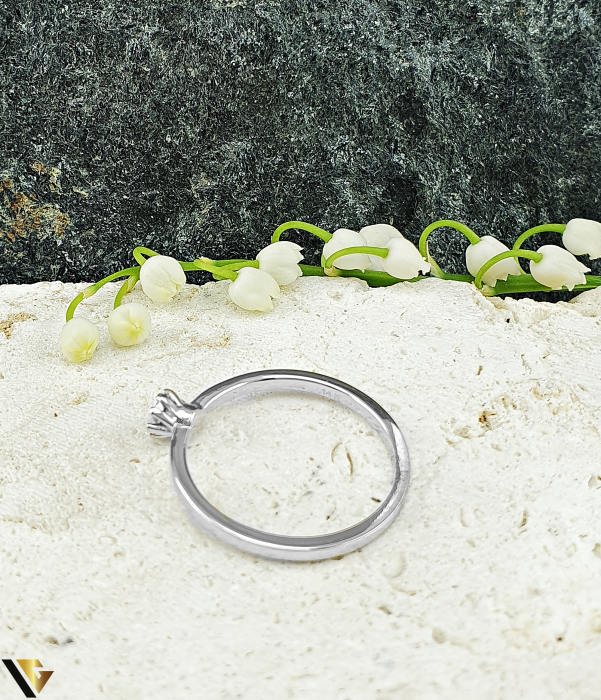 Inel Aur Alb 14k, Diamant 0.04 ct [4]
