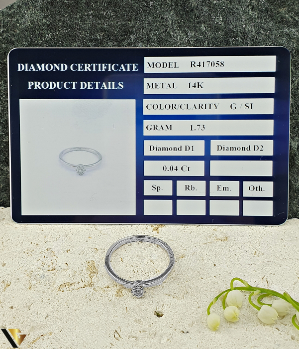Inel Aur Alb 14k, Diamant 0.04 ct [5]