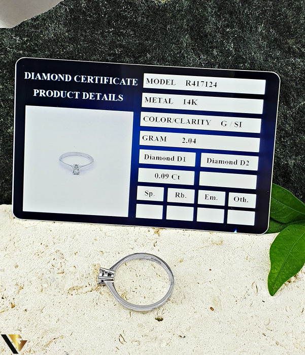 Inel Aur Alb 14k, Diamant 0.09 ct [4]