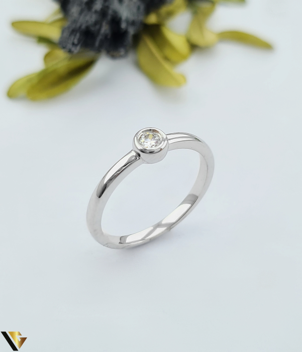 Inel Aur Alb 14k, Diamant 0.09 ct [1]