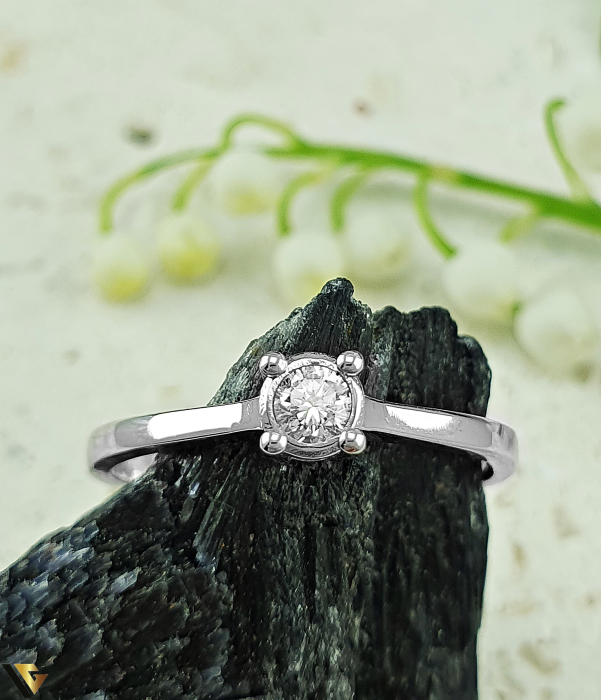 Inel Aur Alb 14k, Diamant 0.09 ct [3]