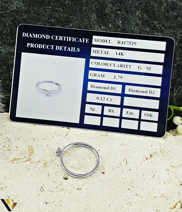 Inel Aur Alb 14k, Diamant 0.12 ct [4]