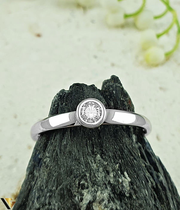 Inel Aur Alb 14k, Diamant 0.12 ct [2]