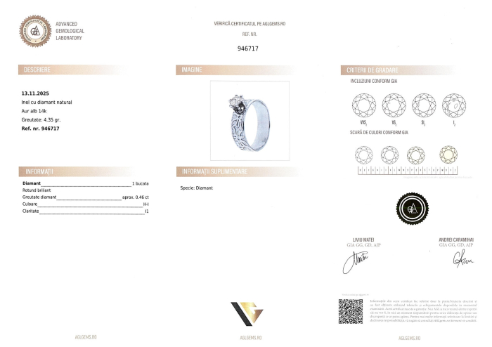 Inel Aur Alb 14k, Diamant 0.46 ct [4]