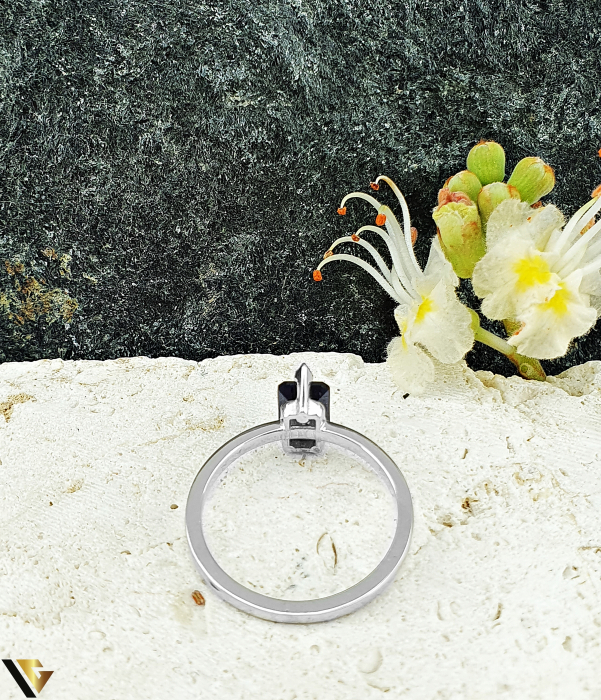 Inel Aur Alb 14k, Diamante 0.01 ct in total, Safir [3]
