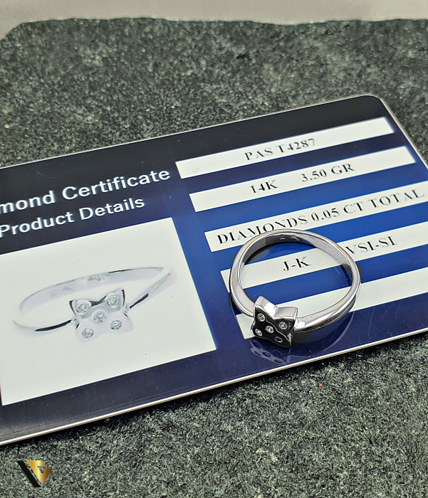 Inel Aur Alb 14k, Diamante 0.05 ct [3]