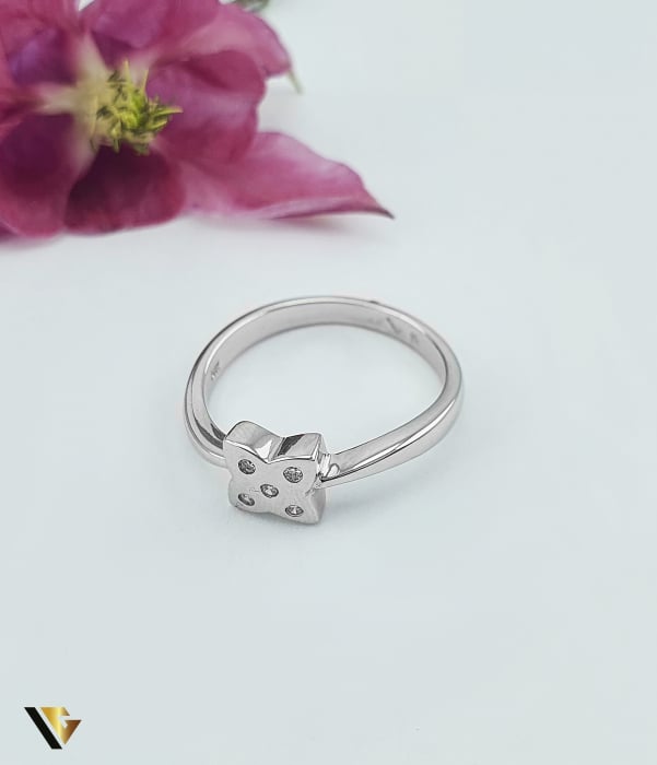 Inel Aur Alb 14k, Diamante 0.05 ct [2]