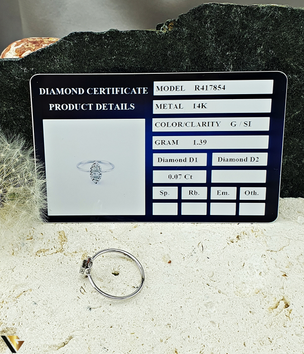 Inel Aur Alb 14k, Diamante 0.07 ct in total [4]