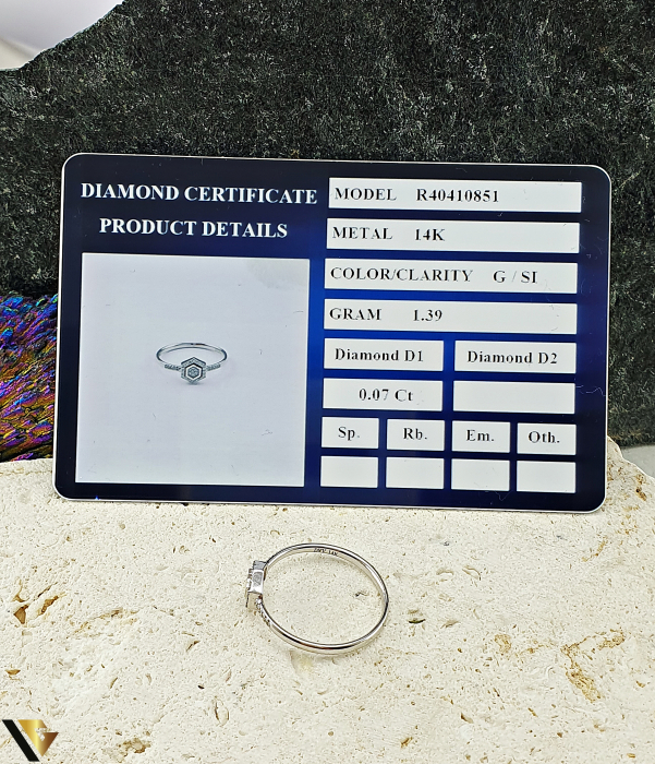 Inel Aur Alb 14k, Diamante 0.07 ct in total [4]