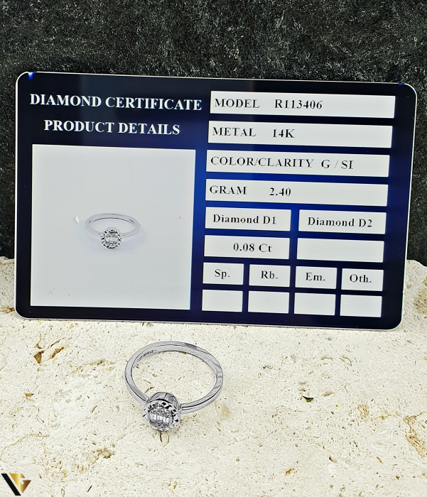 Inel Aur Alb 14k, Diamante 0.08 ct in total [5]