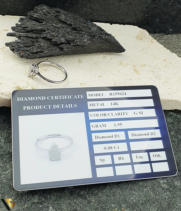 Inel Aur Alb 14k, Diamante 0.08 ct in total [4]