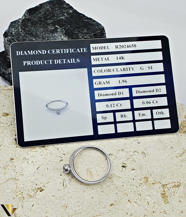 Inel Aur Alb 14k, Diamante 0.18 ct in total [4]
