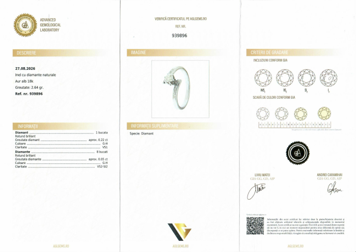 Inel Aur Alb 18k, Diamante 0.27 ct [4]