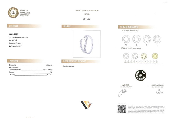 Inel Aur Alb 14k, Diamante 0.40 ct [4]