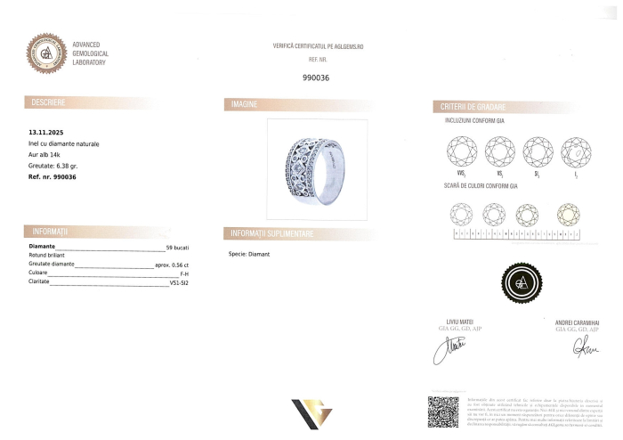 Inel Aur Alb 14k, Diamante 0.56 ct [4]