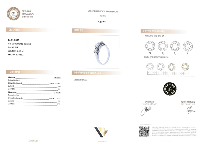 Inel Aur Alb 14k, Diamante 0.78 ct [4]