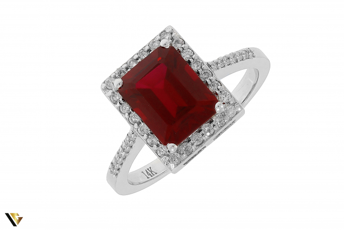 Inel Aur 14k, Rubin si Diamante de 0.18 ct in total, 3.45 grame [3]