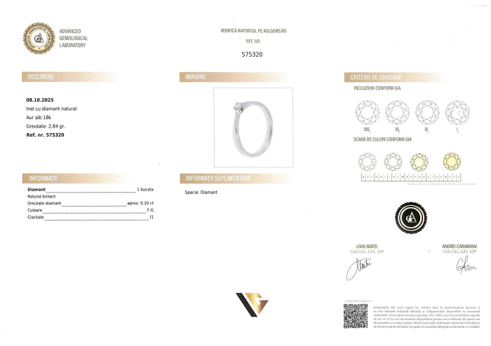 Inel  Aur Alb 18k, Diamant 0.10 ct [4]
