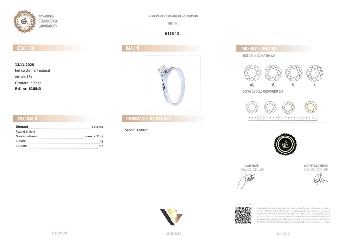 Inel Aur Alb 18k, Diamant 0.22 ct [4]