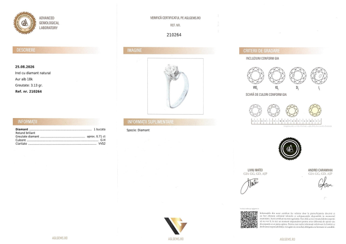 Inel Aur Alb 18k, Diamant 0.71 ct [4]
