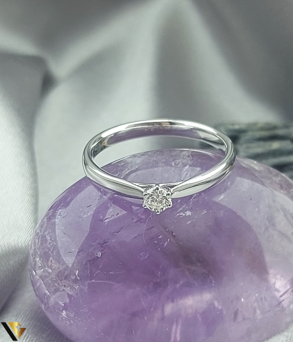 Inel Aur Alb 18k, Diamant de 0.12 ct [2]
