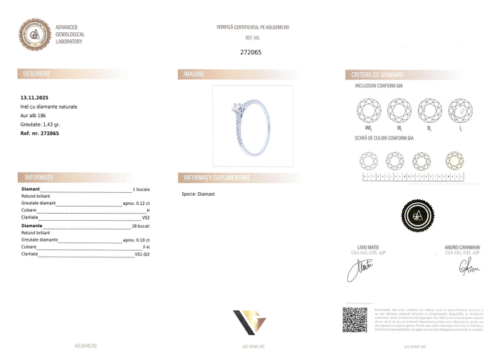 Inel Aur Alb 18k, Diamante 0.22 ct [4]