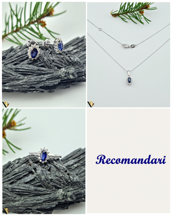 Inel Aur Alb 18k, Diamante 0.35 ct, Safir [4]