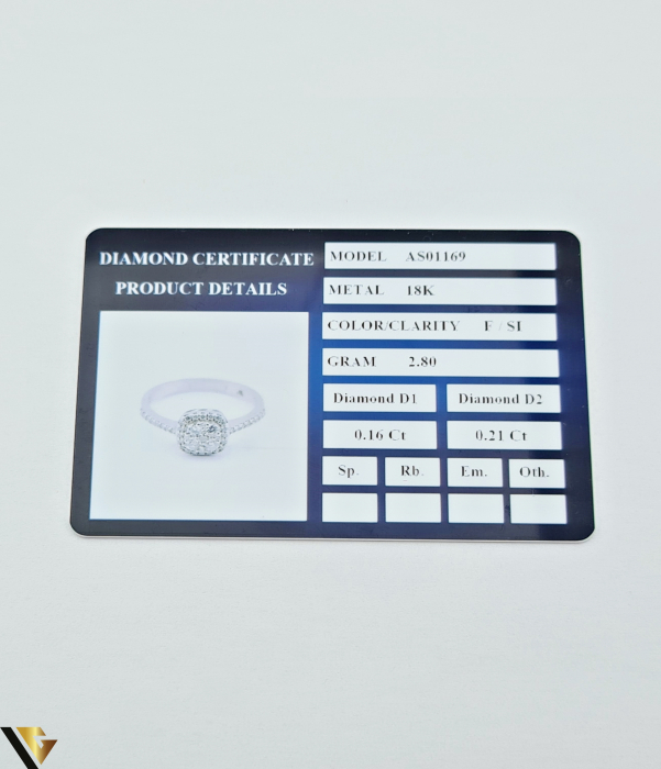 Inel Aur Alb 18k, Diamante 0.37 ct [4]