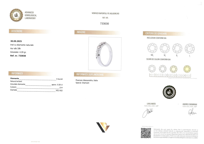 Inel Aur Alb 18k, Diamante 0.50 ct [4]