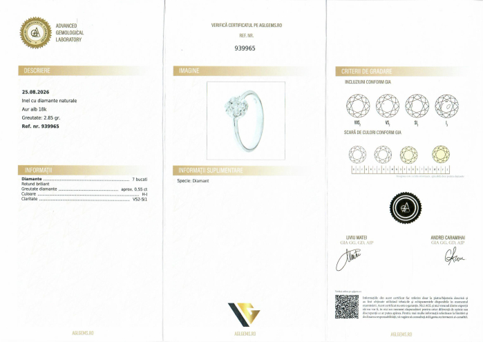 Inel Aur Alb 18k, Diamante 0.55 ct [4]