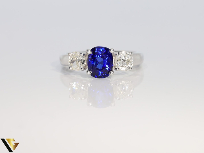 Inel Aur Alb 18k, Diamante 0.80 ct, Safir [2]