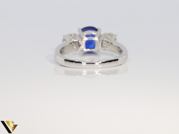 Inel Aur Alb 18k, Diamante 0.80 ct, Safir [3]