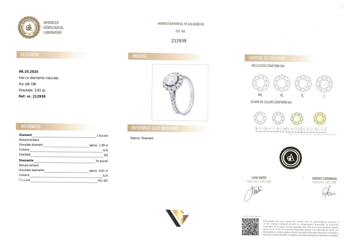 Inel Aur Alb 18k, Diamante 1.61ct [4]