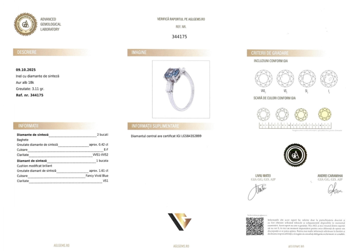 Inel Aur Alb 18k, Diamante Lab-Grown 2.03 [4]